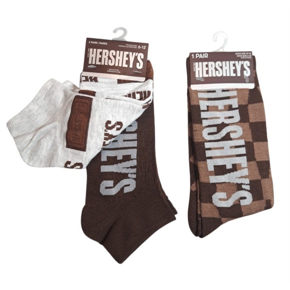 2 Pairs Hershey's Chocolate Low-Cut Socks Sock Size 10-13/ Shoes Size 6-12